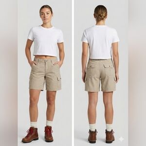 Carhartt Women's Cargo Work Shorts Size 8 Tan Canvas 100% Cotton Utility Hiking